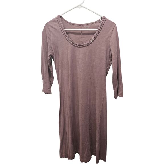 Garnet Hill Pink A-Line Dress Scoop Neck Minimalist Lagom Soft Knit Size XS - Picture 1 of 6